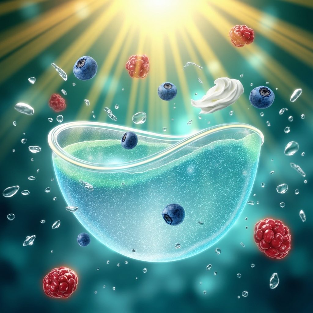 Vibrant illustration of healthy kidneys and bladder surrounded by cranberries, blueberries, yogurt cups, water droplets, and green leaves, symbolizing nutrition for urinary health and balance.