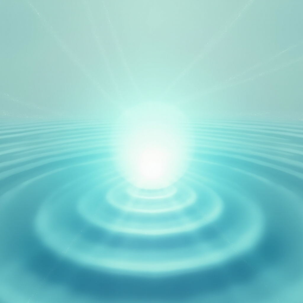 A serene, minimalist illustration of a glowing throat chakra area, with soft, wave-like frequencies radiating outward, representing the harmony of voice and breath.