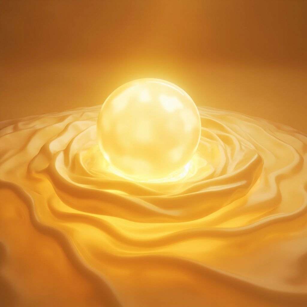 A serene, abstract representation of a calm, glowing mind held in balance by soft, golden light waves, professional and peaceful atmosphere.