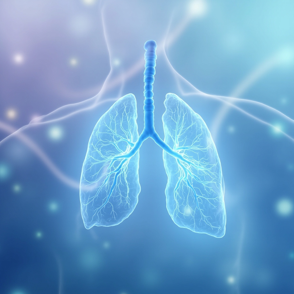 Serene illustration of glowing blue left pulmonary veins carrying oxygen-rich blood from lungs to heart, with subtle waves of calm sleep and soft emotional healing light in pastel tones, professional medical art style
