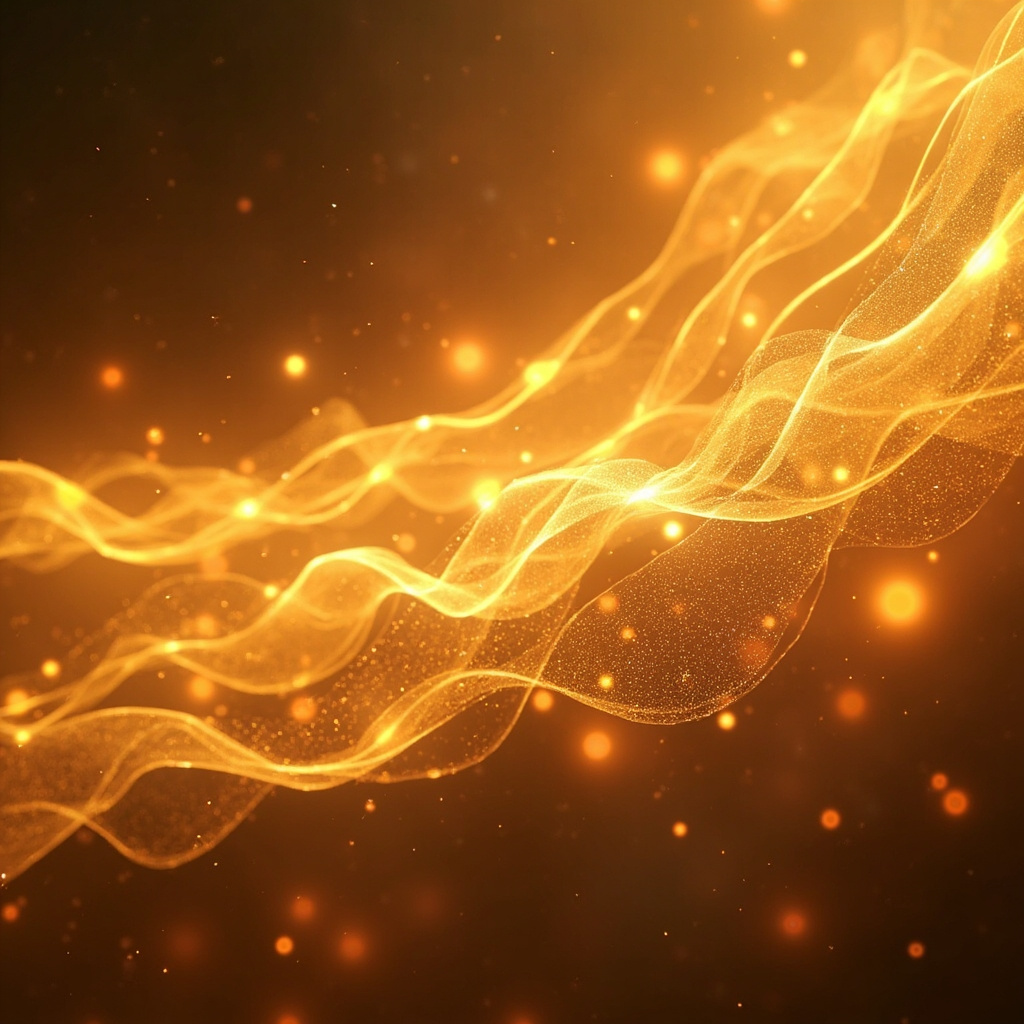 A serene, abstract visualization of glowing neural pathways merging with soft, golden light waves, representing the harmony between body and mind.