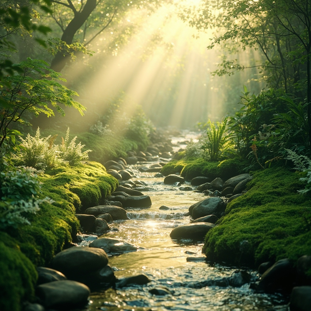 A calming, high-quality image of a serene garden with soft, natural light, representing digestive balance and inner harmony.