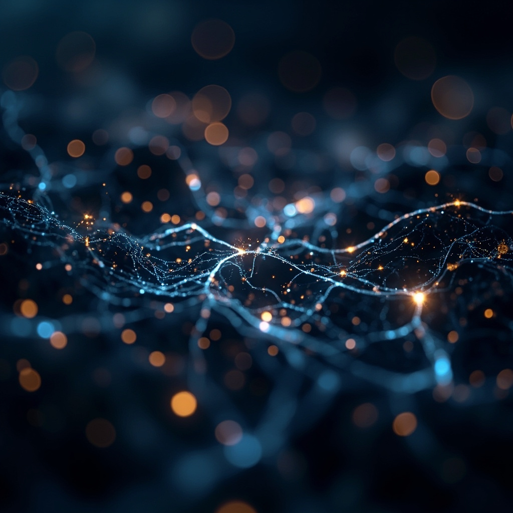 A calm, abstract visualization of neural pathways glowing with soft, blue and gold light, representing the nervous system in harmony.