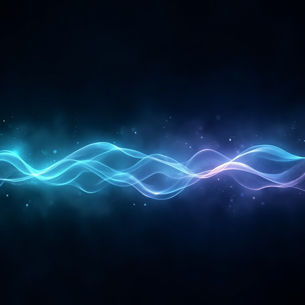 A serene, abstract visualization of glowing, rhythmic light waves pulsing in a heartbeat pattern, representing internal balance and nervous system harmony.