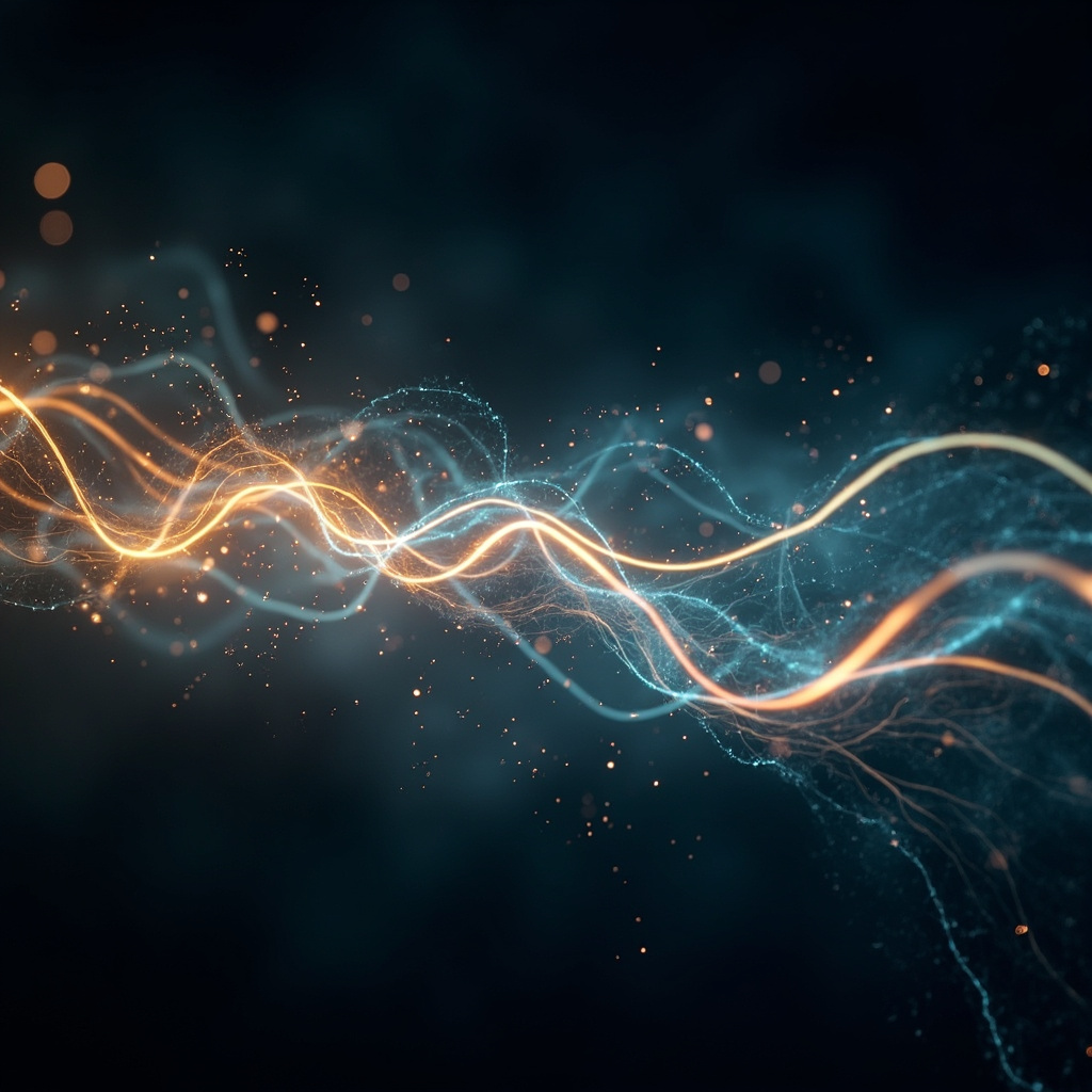 A serene, abstract visualization of glowing neural pathways and soft, flowing light patterns representing blood vessel regulation and balance.