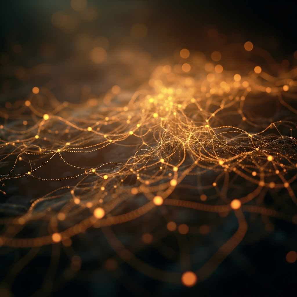 A serene, abstract visualization of neural pathways glowing with soft, golden light, symbolizing the restoration of calm and balance in the nervous system.