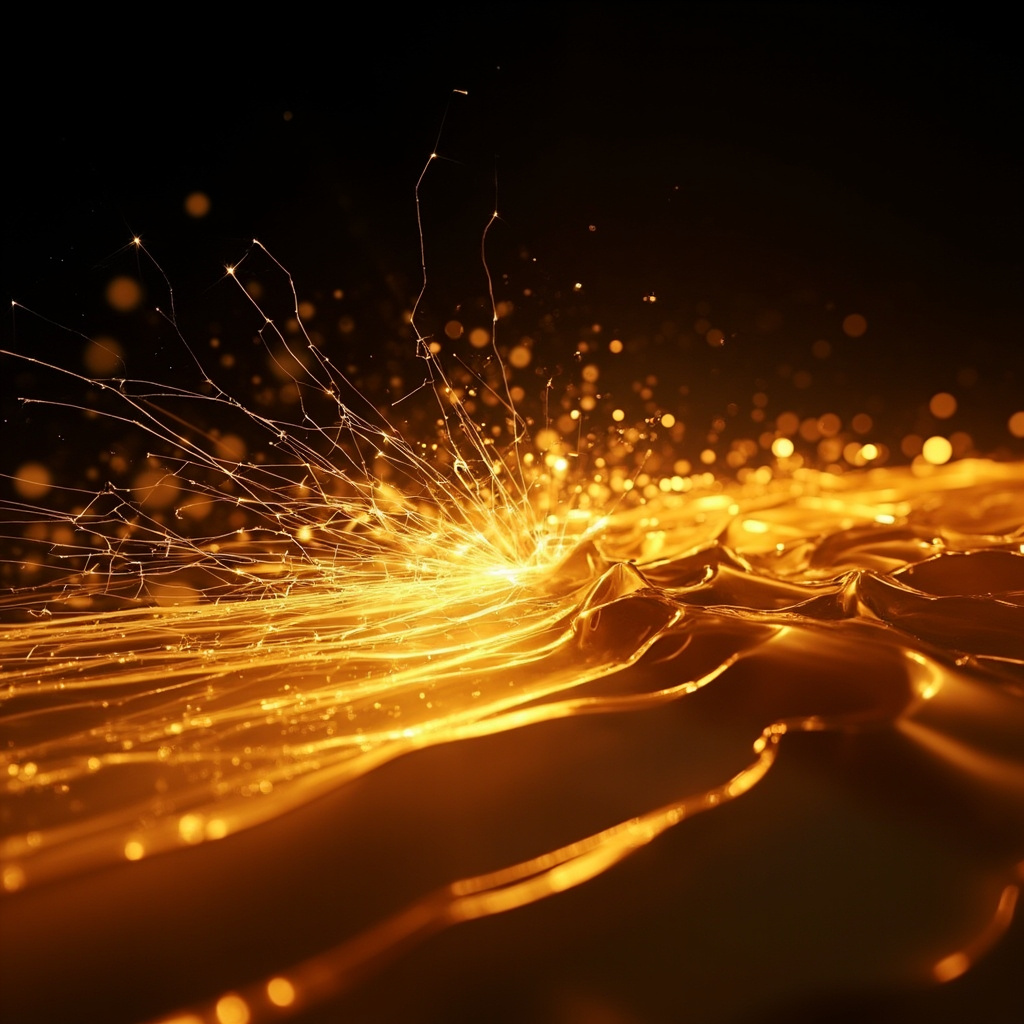 A serene, abstract representation of flowing light waves transitioning from chaotic, jagged lines into smooth, harmonious golden ripples, professional and calming style.
