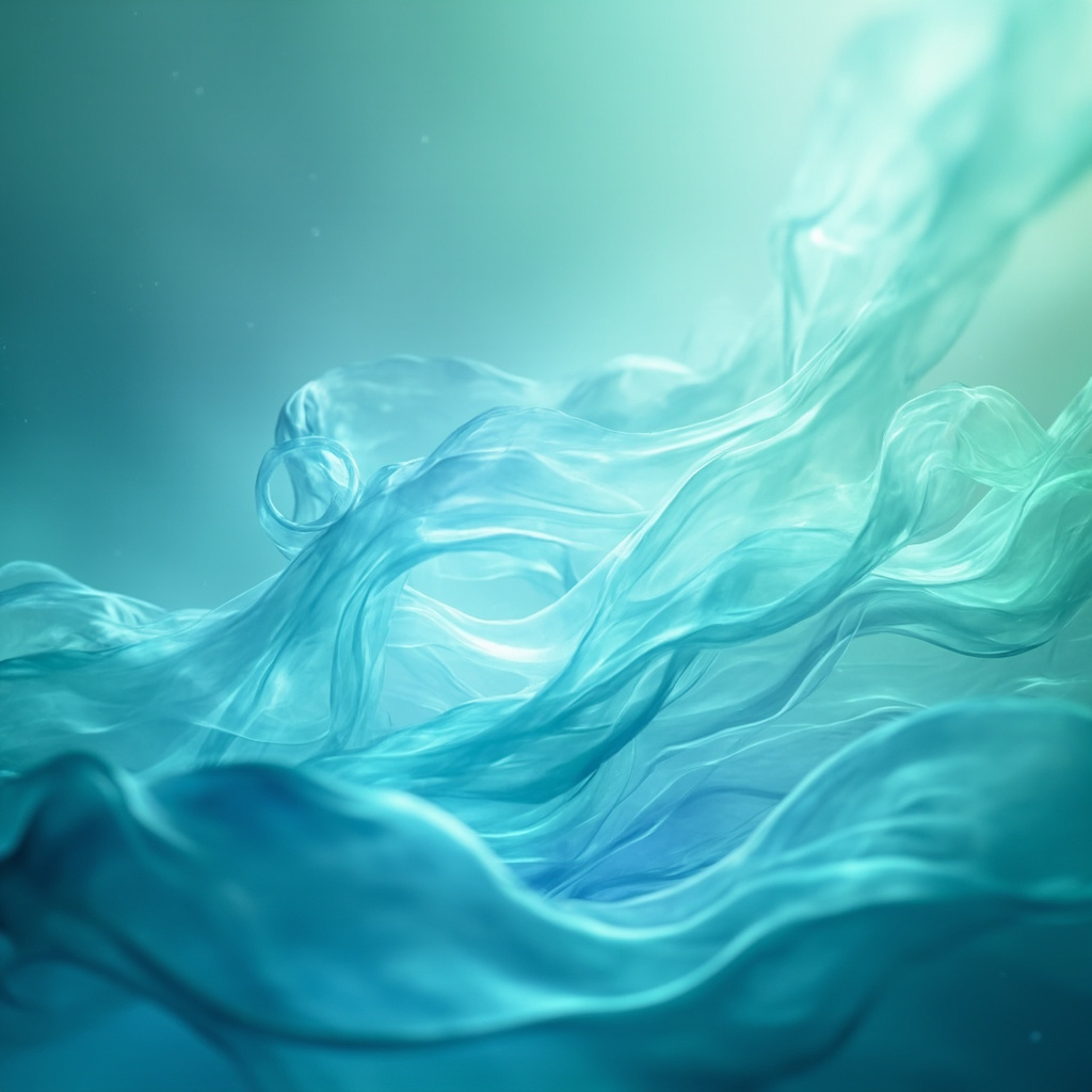 A serene, abstract digital representation of flowing energy patterns in soft blues and greens, symbolizing internal harmony and the clearing of environmental stressors.