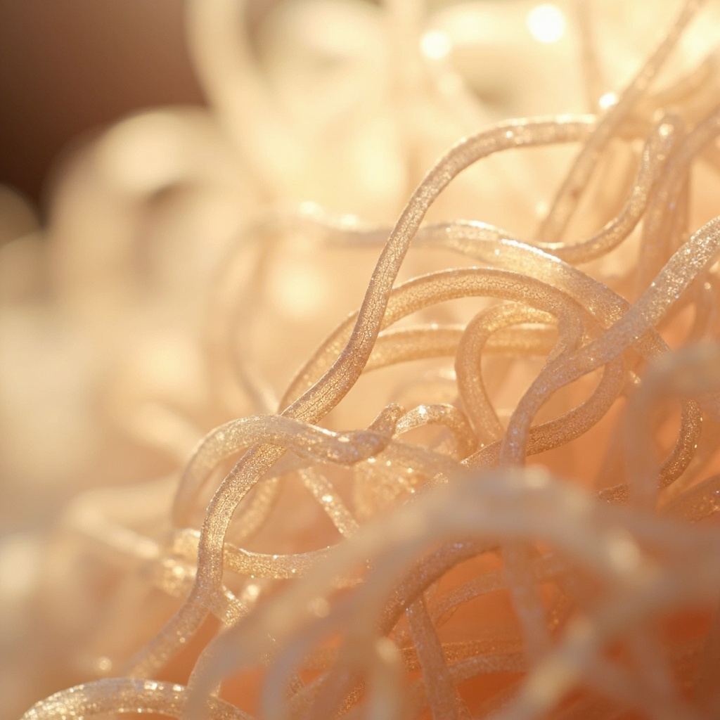 A high-quality, artistic close-up photograph showing the intricate, interconnected patterns of biological tissues, rendered in soft, calming light to emphasize harmony and structural beauty.