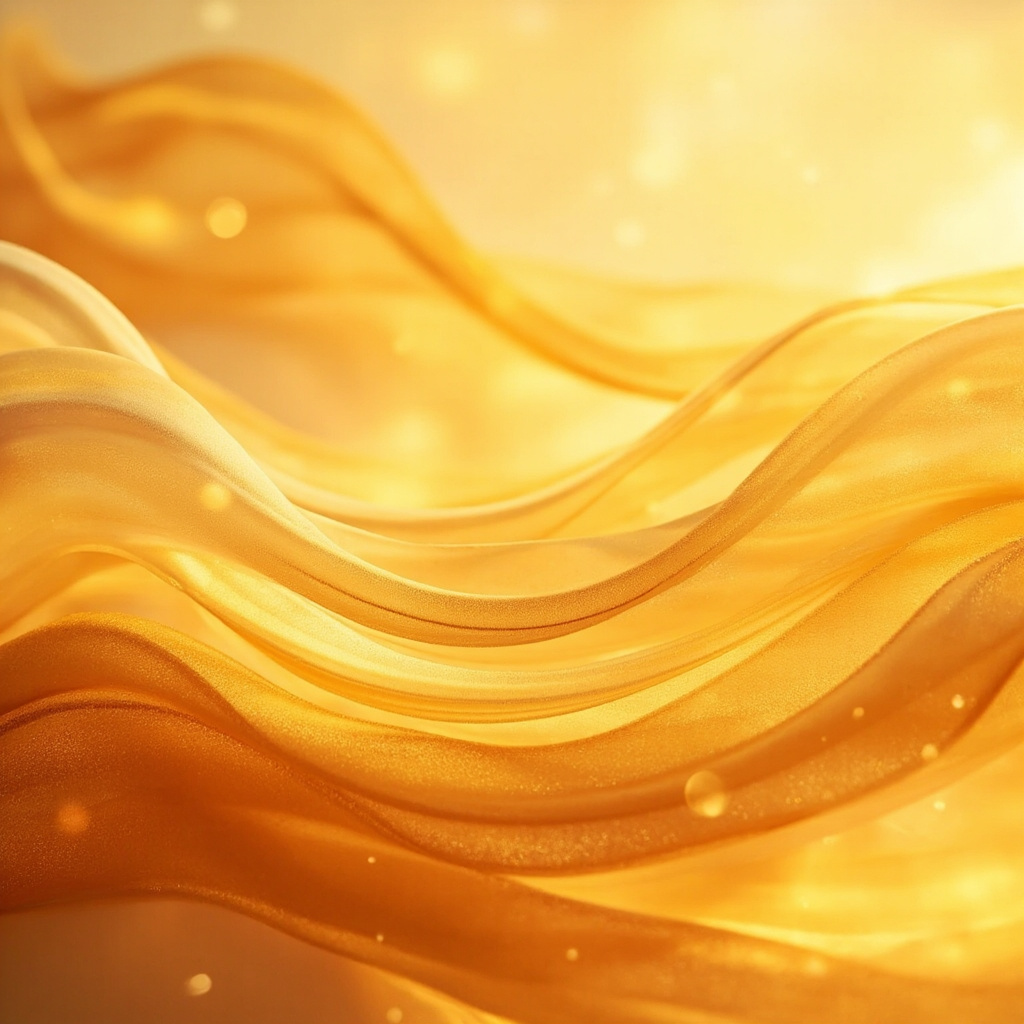 A calming, abstract representation of soft, glowing golden light waves interweaving with a gentle, smooth texture resembling skin, symbolizing harmony and emotional balance.