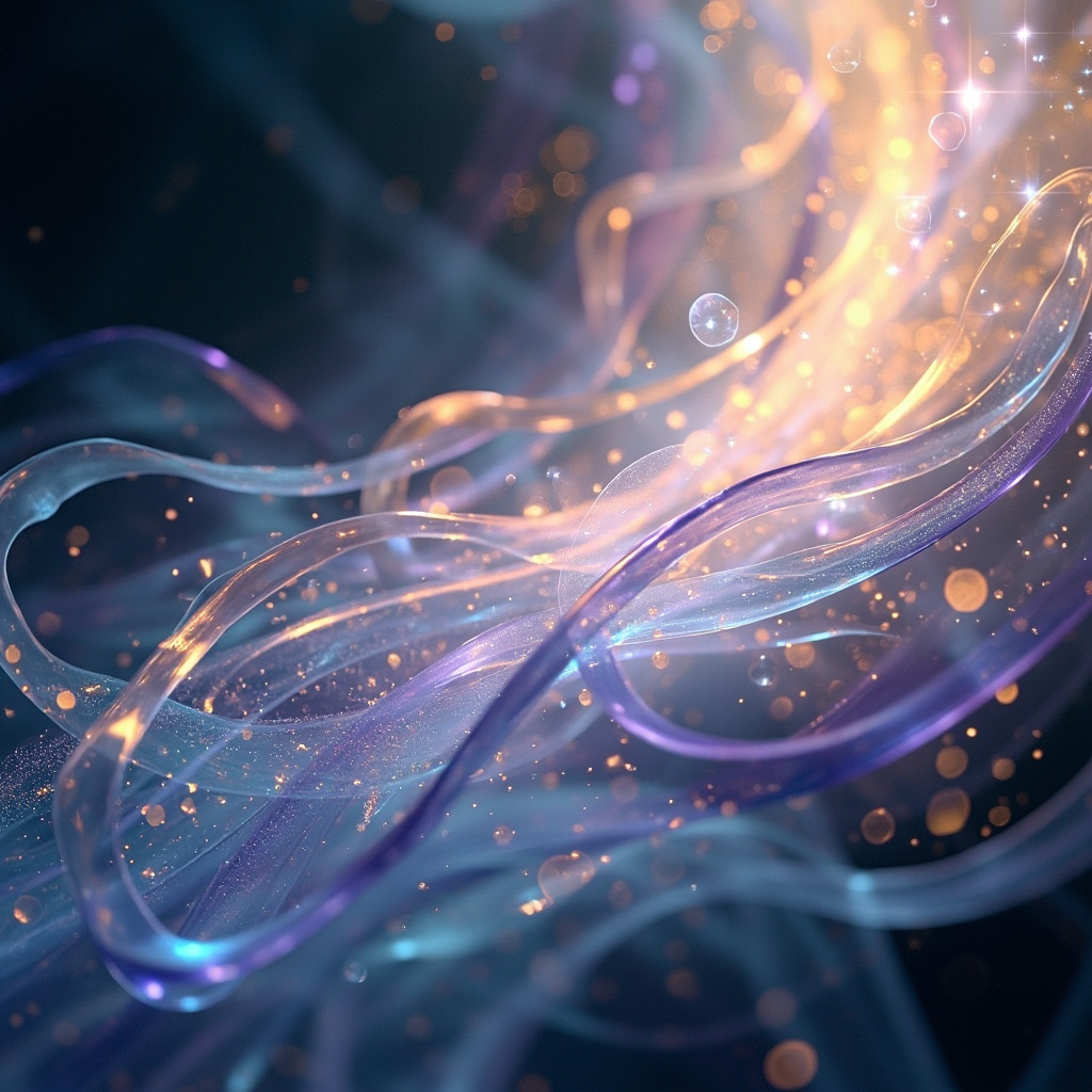 A serene, abstract representation of flowing light and soft, harmonious geometric patterns, representing inner peace and electrical balance.