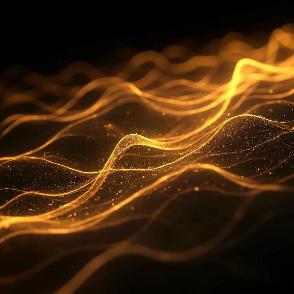 A serene, abstract digital representation of glowing golden neural pathways and soft light waves, symbolizing the autonomic nervous system returning to a state of balance and harmony.