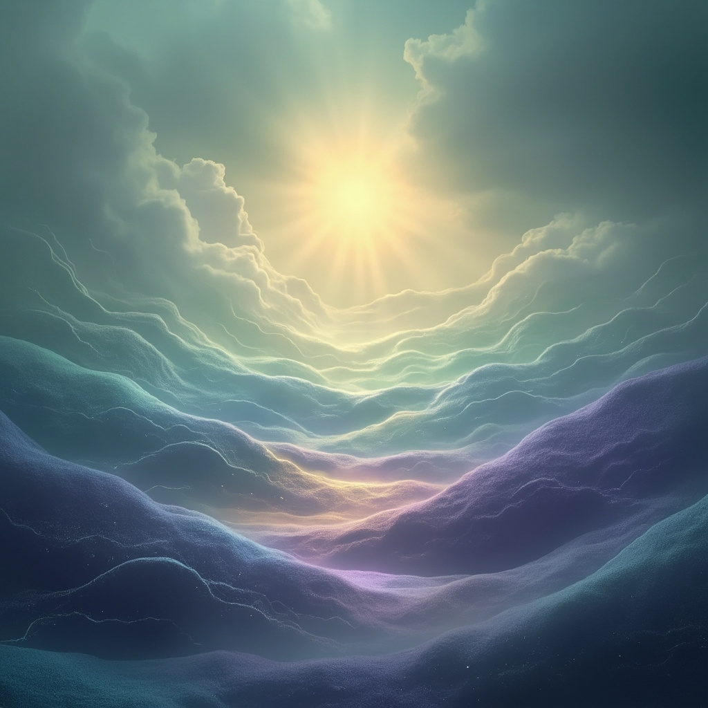 A soft, abstract image showing a calm, glowing light centered in a serene landscape, representing the balance of the nervous system.