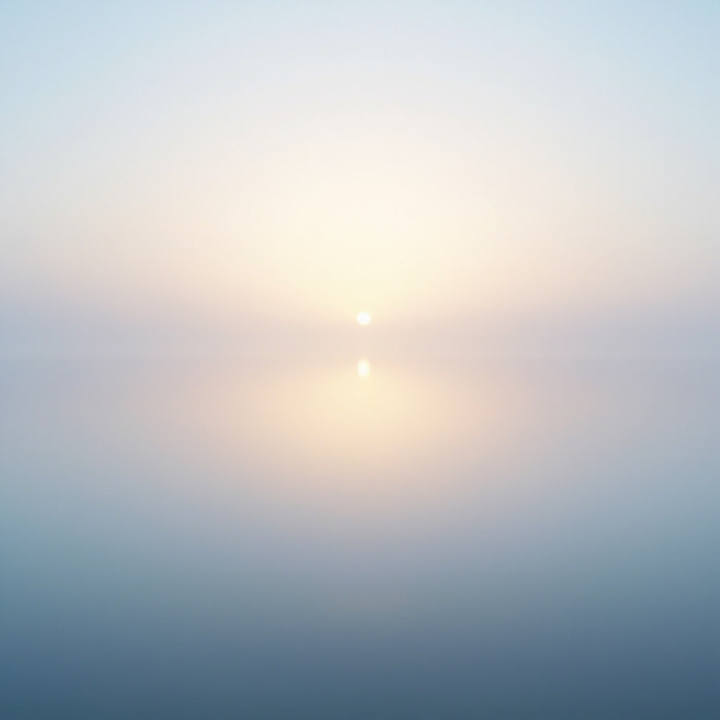 A serene, minimalist image of a calm, reflective lake at sunrise, symbolizing mental clarity and emotional balance.