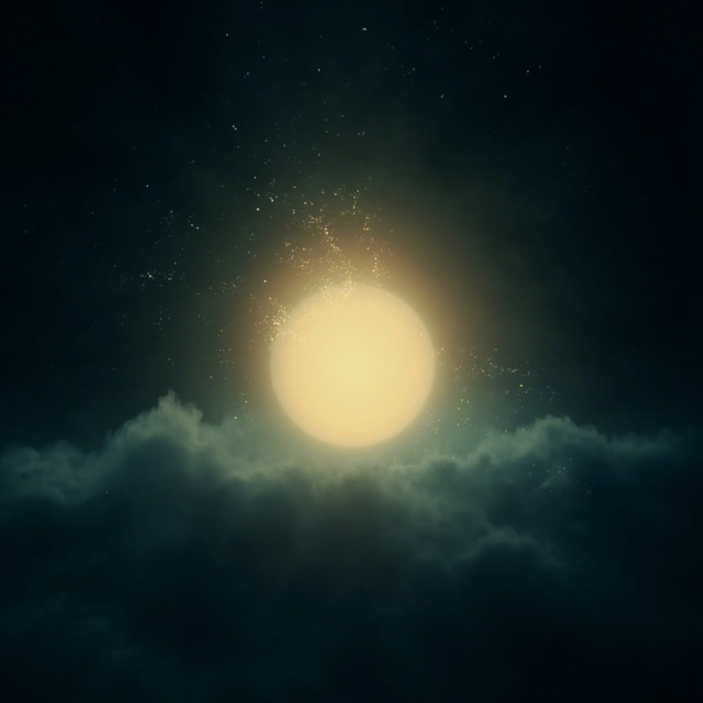 A serene, abstract image showing a soft, glowing light gently pulsing within a calm, dark space, symbolizing the quiet restoration of energy.