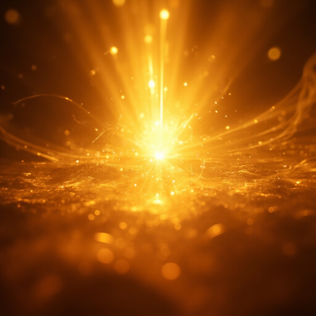 A serene, abstract digital art piece showing a glowing, golden-hued energy center in the upper abdomen, radiating soft light outward, symbolizing balance, health, and emotional release.