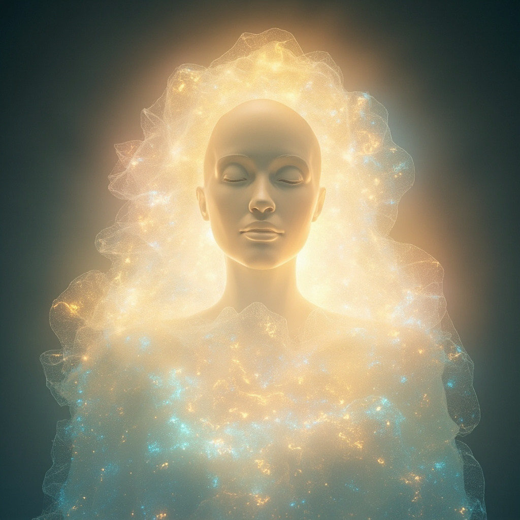 A soft, artistic illustration showing a glowing, protective barrier of light surrounding a human silhouette, representing the delicate and vital mucosae tissues acting as a shield for the body.