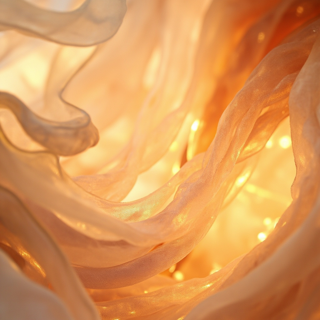 A serene, abstract representation of a glowing, healthy abdominal area with soft light flowing through internal membranes, emphasizing harmony and fluid movement.