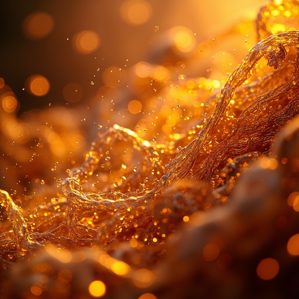 A high-quality, artistic photograph of a glowing, intricate network of golden-copper filaments intertwined with soft, organic cellular structures, representing the connection between minerals and human vitality.