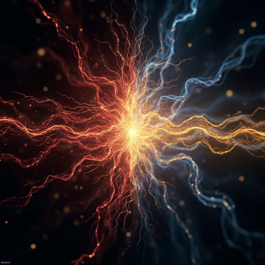 A serene, abstract visualization of glowing neural pathways transitioning from a jagged, red-tinted state to a smooth, flowing blue and golden state, representing the shift from stress to relaxation.