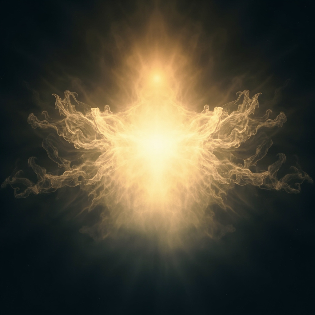 A calm, abstract illustration showing a glowing, balanced central thoracic area with soft light emanating from the chest, representing energy flow and open space.