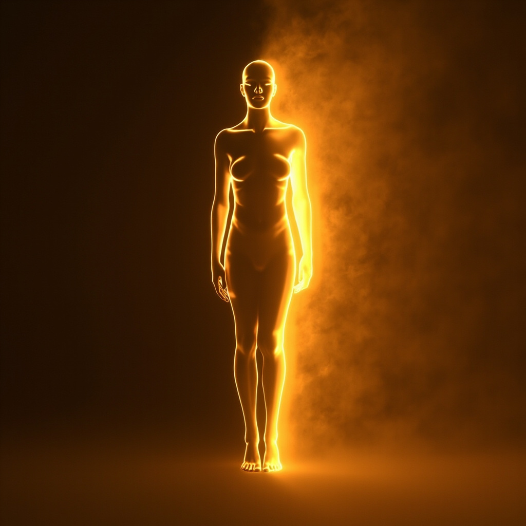 A serene, abstract representation of a human silhouette highlighting the right side with warm, golden light, symbolizing strength, structural integrity, and balance.