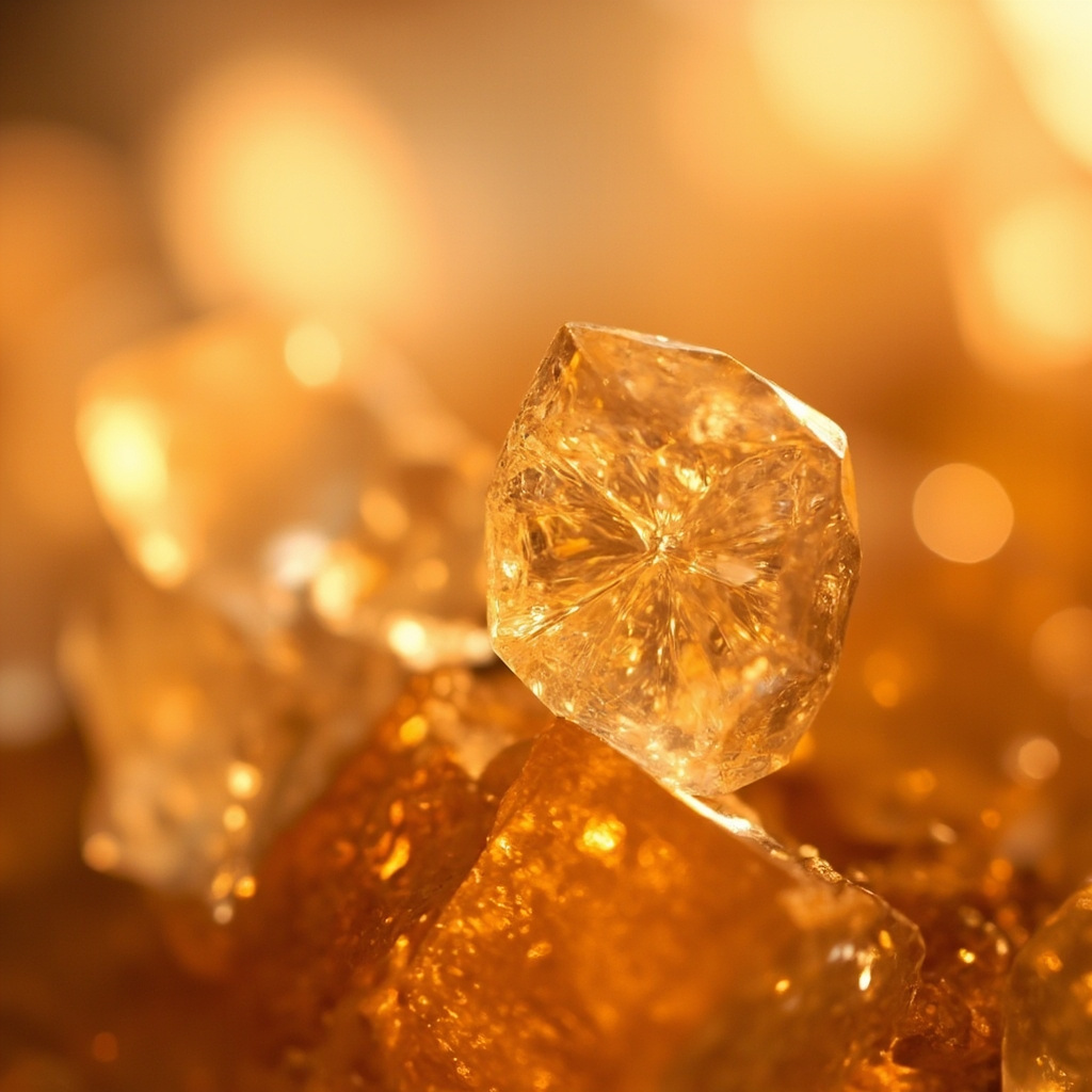 A high-quality, artistic macro photograph of crystalline mineral structures with soft, warm lighting, representing the stability and microscopic beauty of essential trace elements within the human body.