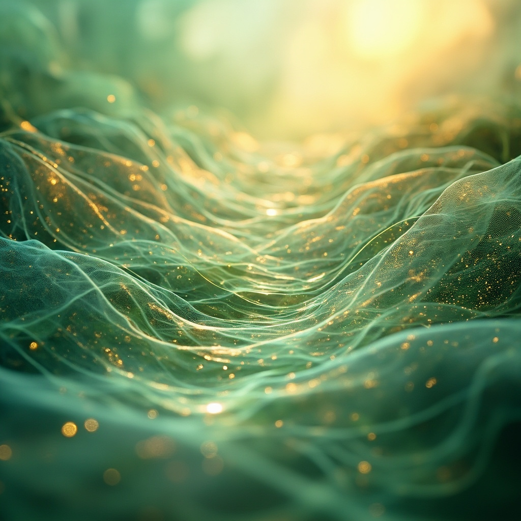 A serene, abstract visualization of a balanced biological landscape, using soft light and flowing geometric patterns to represent harmony and systemic health.