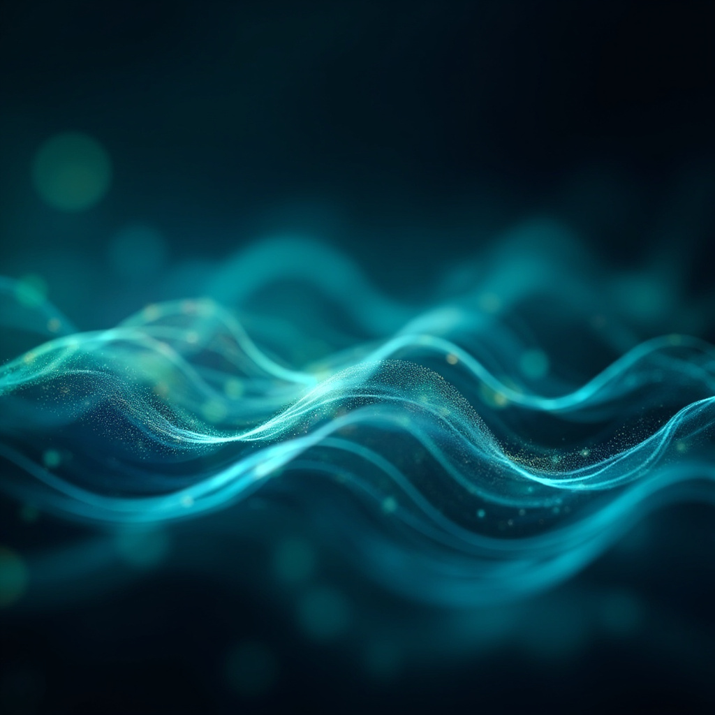 A serene, abstract digital visualization of a calm, rhythmic pulse of light representing the parasympathetic nervous system, soft blue and green tones, professional medical-tech aesthetic.