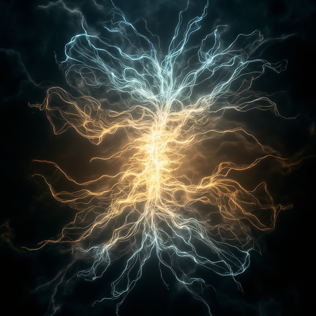 A beautiful, abstract representation of a glowing, symmetrical nervous system structure integrated with soft light waves to symbolize balance and harmony.