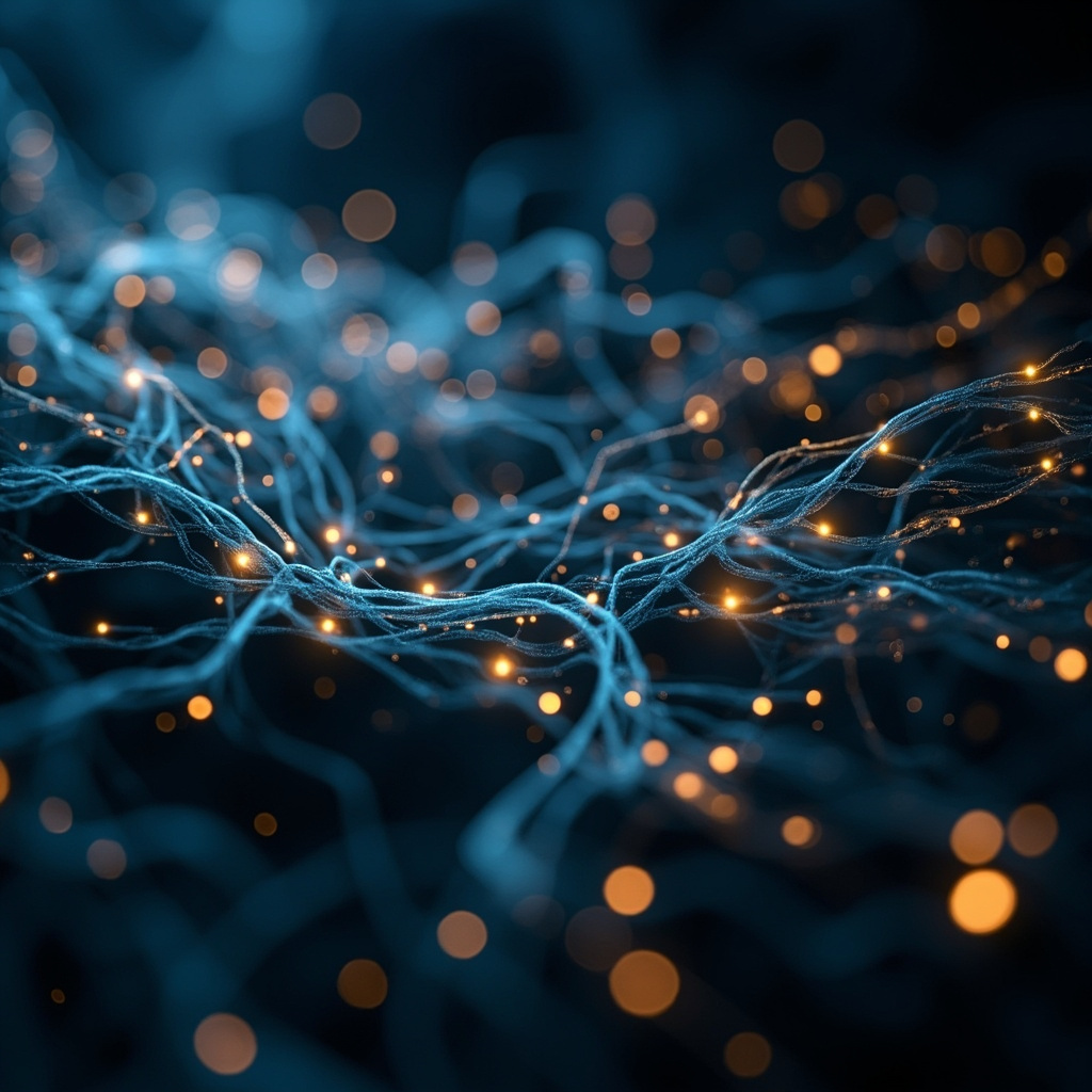 A calming, abstract visualization of neural pathways glowing with soft, harmonious light, representing the balance of the autonomic nervous system.